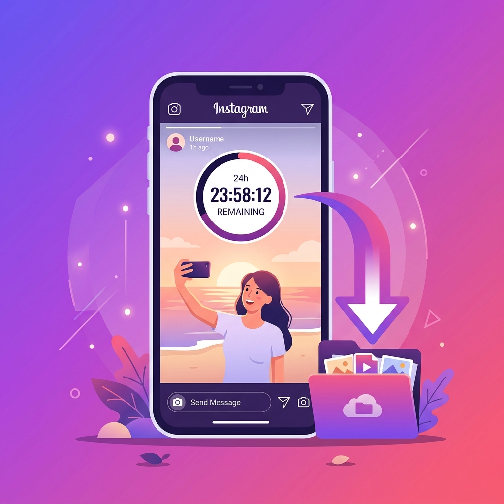 A person holding a smartphone viewing Instagram stories