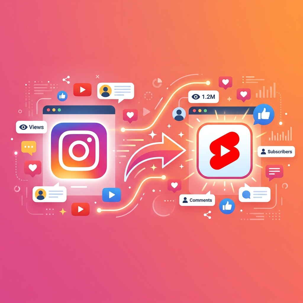 Logos of Instagram and TikTok on a split screen